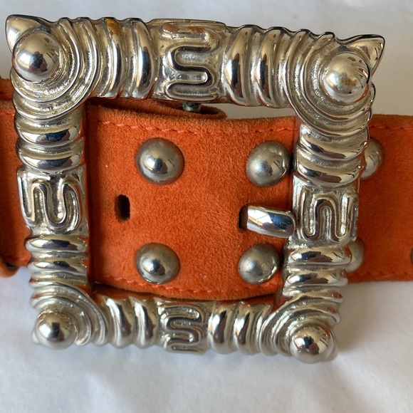 Vintage Escada Silver-Studded Belt in Orange Suede - Picture 2 of 5